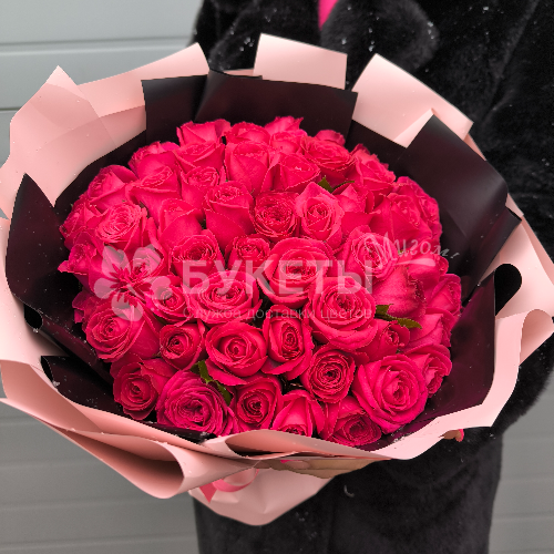 Букет из 51 малиновой розы "Черри О"