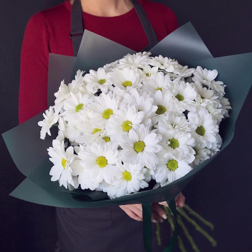 Фотография Букет "Белых хризантем" - 5 цветков