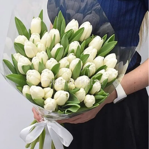 Фотография Букет из белых тюльпанов - 15 цветков