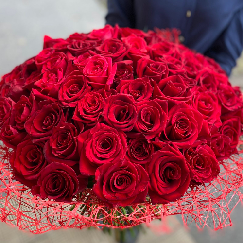 Фотография Букет 51 красная роза "Голландия" 