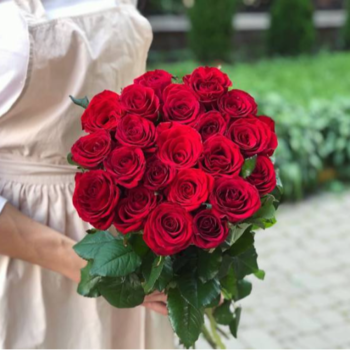 Фотография Букет из 21 красной высокой розы Prestige 