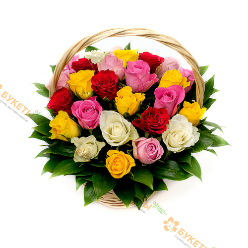 Корзина из 29 кенийских роз