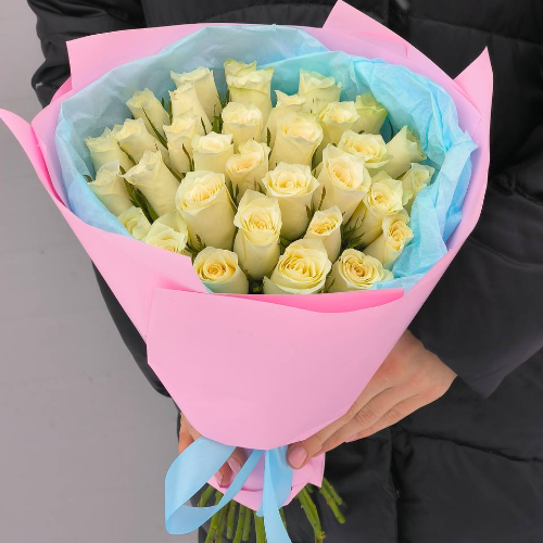 Букет из 35 белых роз "Кения"