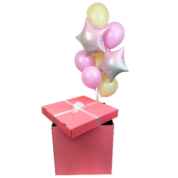 Фотография Розовая коробка с шарами 
