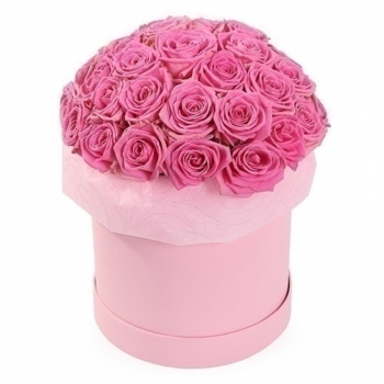 Фотография 19 розовых роз в розовой шляпной коробке №9 