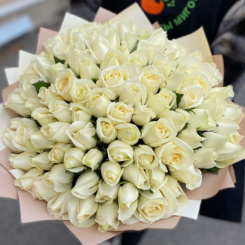 Фотография Букет из 101 белой розы "Кения" 