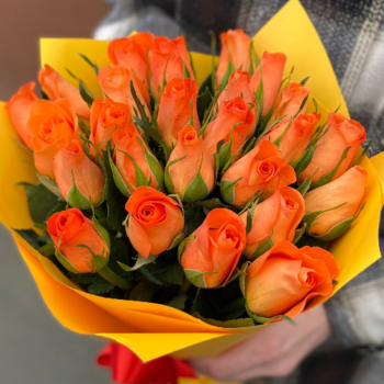 Фотография Букет из 25 оранжевых роз "Кения" 