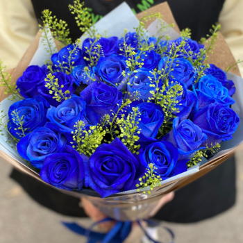 Фотография Букет из 25 синих роз 
