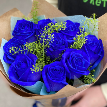 Фотография Букет из 9 синих роз 