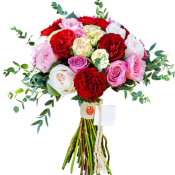 Фотография Букет из ярких пионовидных роз - 7 цветков