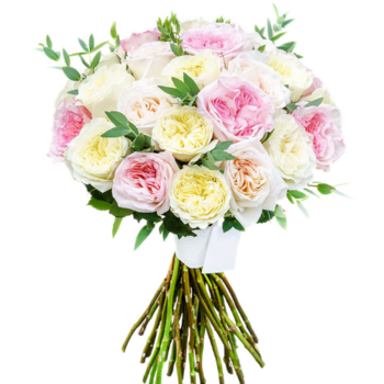 Фотография Букет из нежных садовых пионовидных роз - 7 цветков