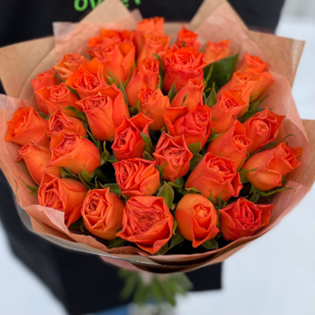 Фотография Букет из 35 оранжевых роз "Кения" 