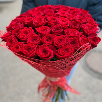 Фотография Букет из 51 красной розы 60 см 