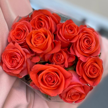 Фотография Оранжевые розы "Вау" 40 см (10 шт) 