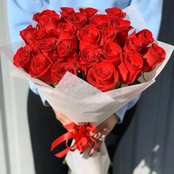 Фотография Букет из 25 красных роз Premium Freedom 