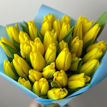 Фотография Букет из желтых тюльпанов - 15 цветков