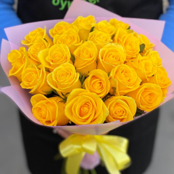 Фотография Букет из желтых роз "Голд" - 15 цветков
