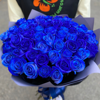 Фотография Букет 51 синяя роза 