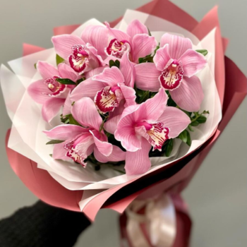 Фотография Букет из 7 розовых орхидей 