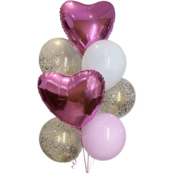 Фотография Набор шаров с розовыми сердцами 