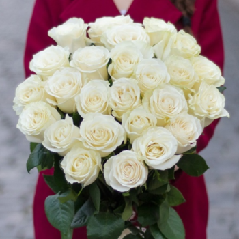 Фотография Букет из 25 белых роз "Уайт" 
