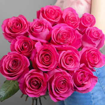 Фотография Букет из 11 розовых роз "Топаз" 60 см 