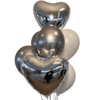 Фотография Набор шаров с серебряными сердцами 
