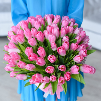 Фотография Букет из 101 розового тюльпана 