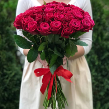 Фотография Букет из 51 розы "Малинка" 