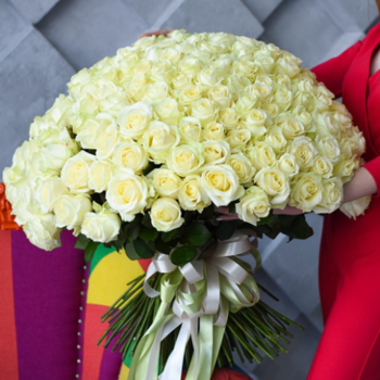 Фотография Букет из 201 белой розы 60 см "Аваланш" 
