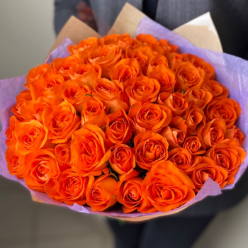 Фотография Букет из 51 оранжевой розы "Кения" 
