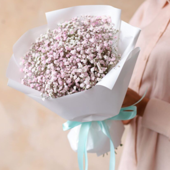 Фотография Букет из 5 бело-розовых гипсофил "Весна" 