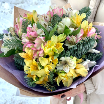 Фотография Букет из альстромерий и нобилиса 