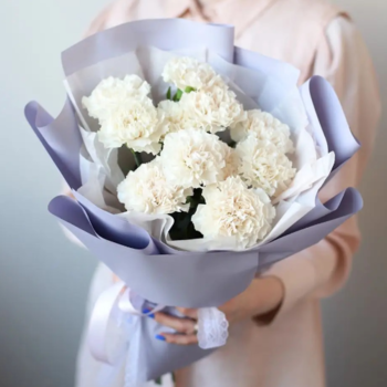 Фотография Букет из 11 белых гвоздик 