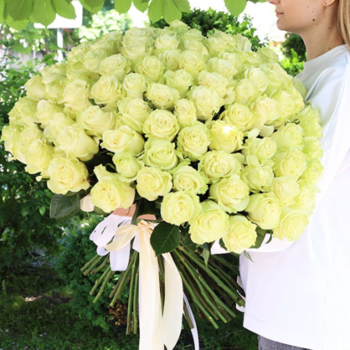 Фотография Букет из 101 белой эквадорской розы Premium 