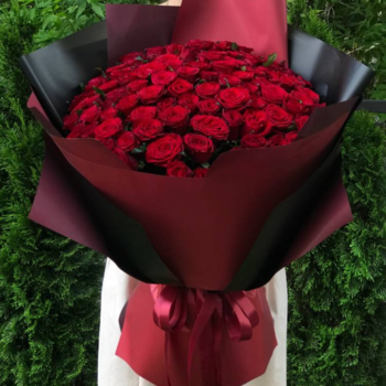 Фотография Букет из 101 красной розы "Бордо" 