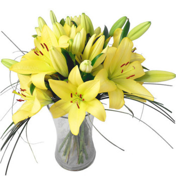 Фотография Букет "Желтые лилии" - 5 лилий