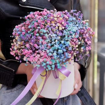 Фотография 7 гипсофил микс в шляпной коробке 