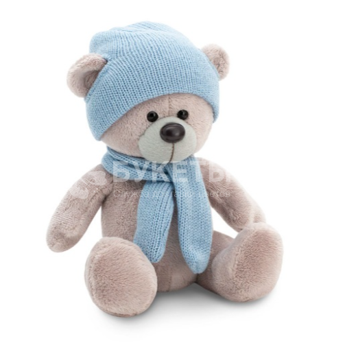 Медведь Топтыжкин серый в шапке и шарфе