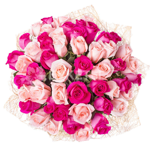 Букет из 35 роз в розовых тонах