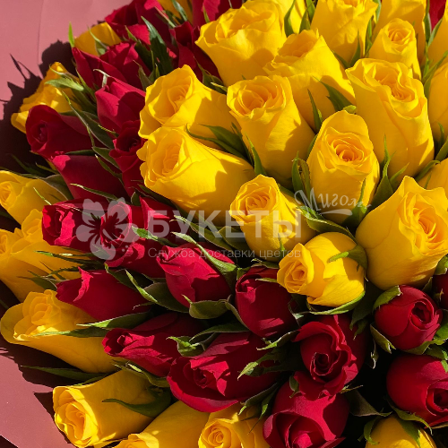 Букет из 101 красной и желтой розы "Кения"