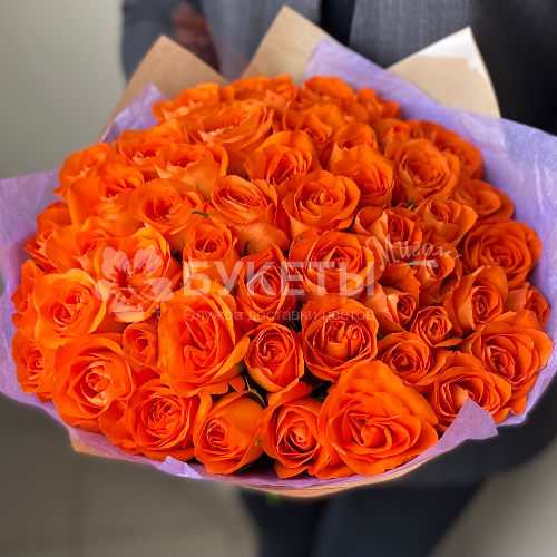 Букет из 51 оранжевой розы "Кения"