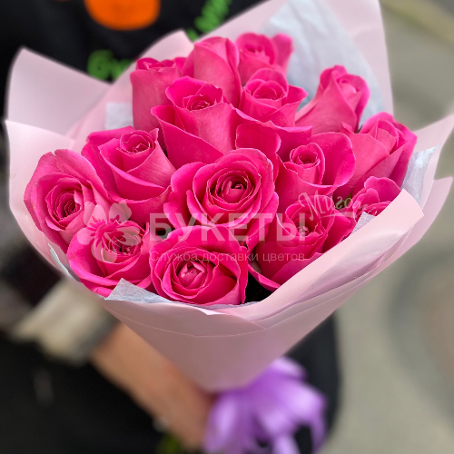 Букет из 15 розовых роз "Айс Пинк"