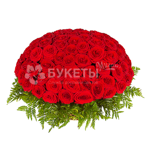 Корзина 101 роза "Сад моего сердца"