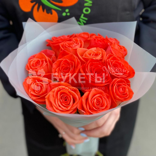 Букет из 15 оранжевых роз "Вау"