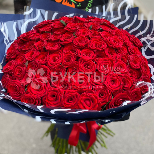 Букет из 101 красной розы 60 см