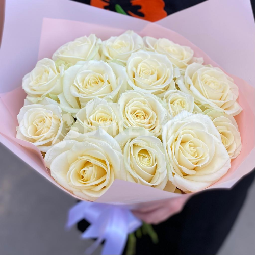 Букет из 15 белых роз "Аваланш"
