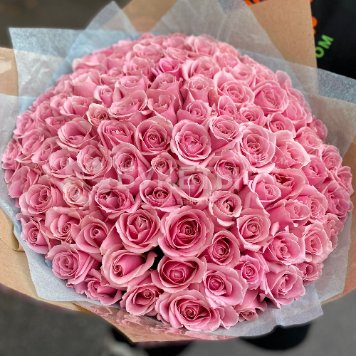 Букет из 101 розовой розы "Ревиваль"