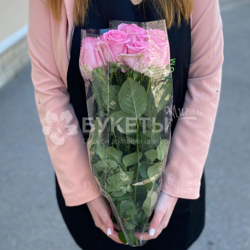 Розовые розы "Аква" 50 см (10 шт)
