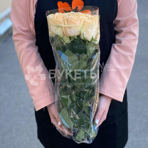 Кремовые розы "Пич Аваланш" 40 см (10 шт)